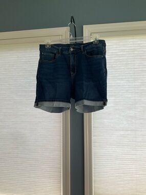 Dark Blue Denim Jean Shorts - Women's Classic Cut